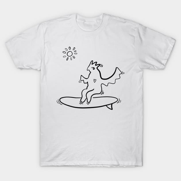 surfer chicken T-Shirt by Angel Rivas